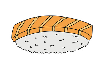 Hand drawn sushi clipart. Japanese traditional cuisine dishes. Asian food