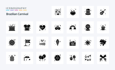 25 Brazilian Carnival Solid Glyph icon pack