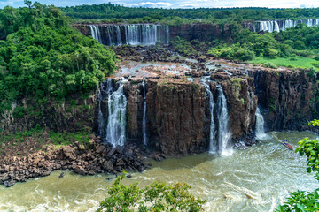 Fototapeta premium Iguazu Falls on the border of Brazil and Argentina in South America. the largest waterfall system on Earth