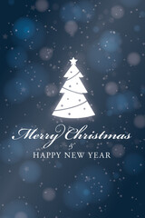 Beautiful blue Merry Christmas & happy new year greeting card