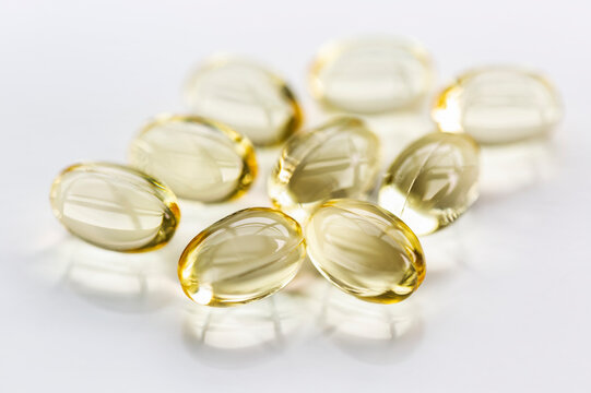 Gel capsules on a white background; Studio