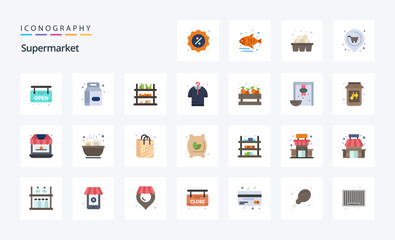 25 Supermarket Flat color icon pack