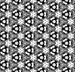 Black and white seamless pattern texture. Greyscale ornamental graphic design. Mosaic ornaments. Pattern template. Vector illustration. EPS10.