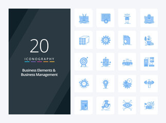 Fototapeta na wymiar 20 Business Elements And Business Managment Blue Color icon for presentation