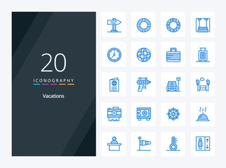 20 Vacations Blue Color icon for presentation