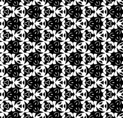 Black and white seamless pattern texture. Greyscale ornamental graphic design. Mosaic ornaments. Pattern template. Vector illustration. EPS10.
