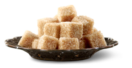 Ramadan concept, sugar in muslim bronze plate