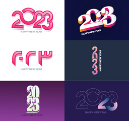 Big Set of 2023 Happy New Year logo text design 2023 number design template