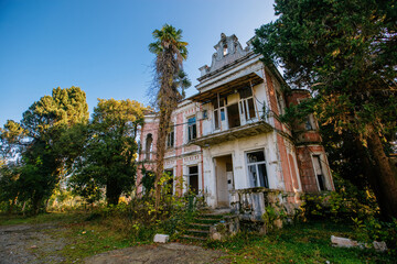 Fototapeta na wymiar Old abandoned villa. Former general Pomorsky mansion Tsikhisdziri, Adjara, Georgia