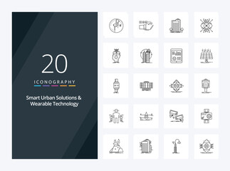 20 Smart Urban Solutions And Wearable Technology Outline icon for presentation