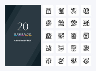 20 Chinese New Year Outline icon for presentation