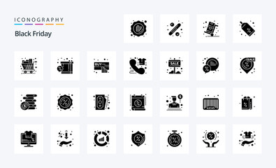 25 Black Friday Solid Glyph icon pack