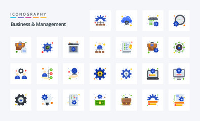 25 Business And Management Flat color icon pack