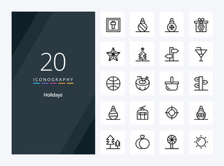 20 Holidays Outline icon for presentation