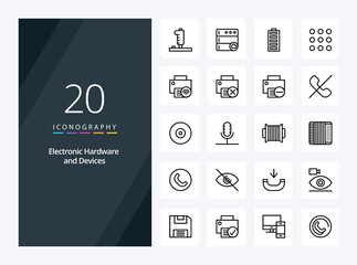 Fototapeta na wymiar 20 Devices Outline icon for presentation