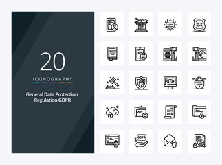 20 Gdpr Outline icon for presentation