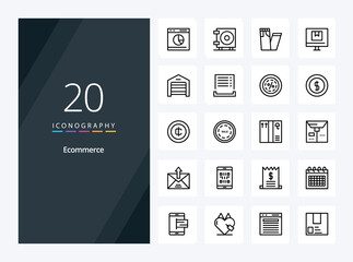 Fototapeta na wymiar 20 Ecommerce Outline icon for presentation
