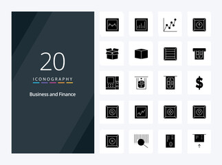 Fototapeta na wymiar 20 Finance Solid Glyph icon for presentation