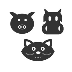 Pets icon. Face animal set line and background vector ilustration.