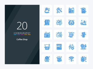 Fototapeta na wymiar 20 Coffee Shop Blue Color icon for presentation