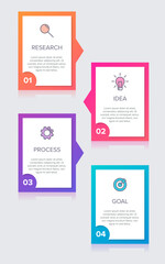 Vertical infographic design with icons and 4 options or steps. Thin line. Infographics business concept. Can be used for info graphics, flow charts, presentations, mobile web sites, printed materials.