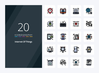 Fototapeta na wymiar 20 Internet Of Things line Filled icon for presentation
