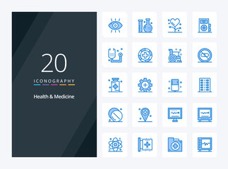 Fototapeta na wymiar 20 Health Medicine Blue Color icon for presentation