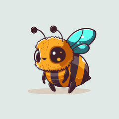 flying honey bee bumblebee character logo mascot flat vector