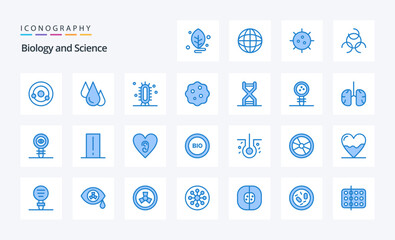 Fototapeta na wymiar 25 Biology Blue icon pack