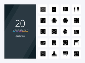 Fototapeta na wymiar 20 Appliances Solid Glyph icon for presentation