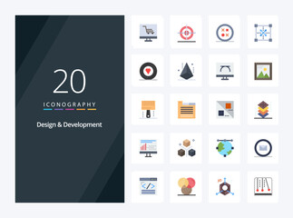 Fototapeta na wymiar 20 Design Development Flat Color icon for presentation