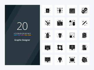 Fototapeta na wymiar 20 Graphic Designer Solid Glyph icon for presentation