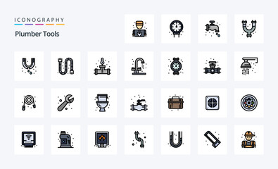 25 Plumber Line Filled Style icon pack