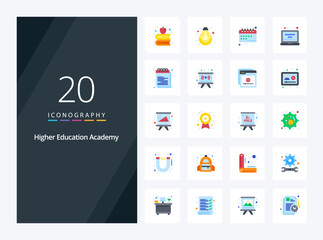 Fototapeta na wymiar 20 Academy Flat Color icon for presentation