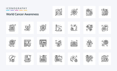 25 World Cancer Awareness Line icon pack