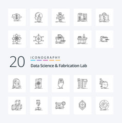 20 Data Science And Fabrication Lab Line icon Pack like digital design research sharing head
