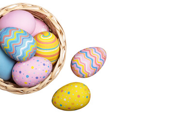 Colorful easter eggs on desk