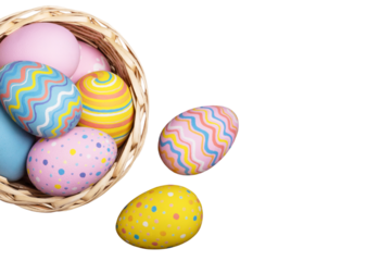 Colorful easter eggs on desk