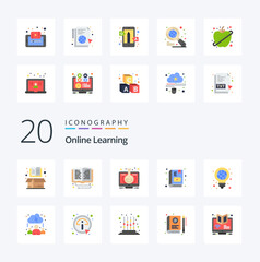 20 OnFlat Color Learning Flat Color icon Pack like education e book online learning online learning