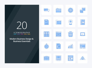 Fototapeta na wymiar 20 Modern Business And Business Essentials Blue Color icon for presentation