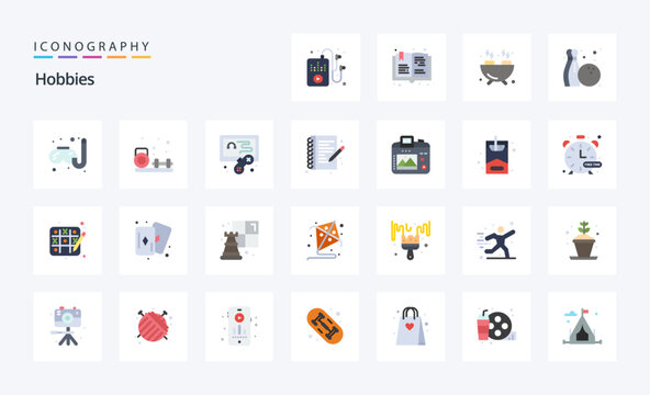 25 Hobbies Flat color icon pack