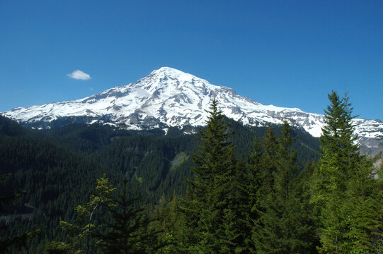 View of Mount Rainier in Washington state.; Mount Rainier National Park, Washington