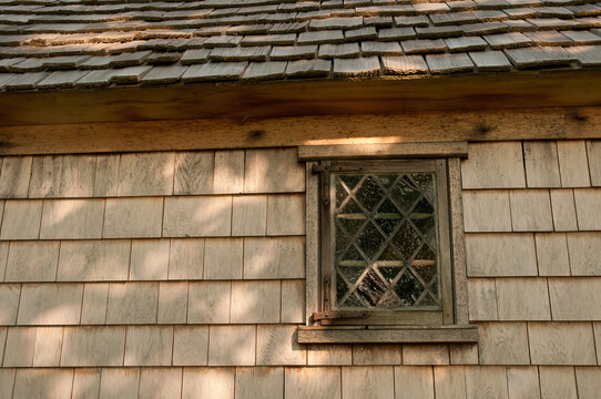 A close up of the Hoxie House, the oldest house on Cape Cod.; Sandwich, Cape Cod, Massachusetts.