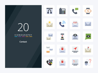 20 Contact Flat Color icon for presentation