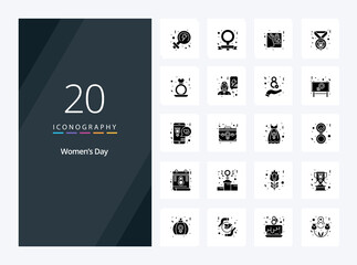 20 Womens Day Solid Glyph icon for presentation