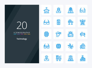 Fototapeta na wymiar 20 Technology Blue Color icon for presentation