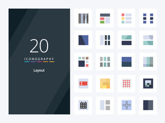 Fototapeta na wymiar 20 Layout Flat Color icon for presentation