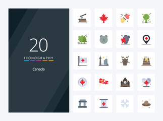Fototapeta na wymiar 20 Canada Flat Color icon for presentation