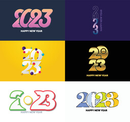 Big Set of 2023 Happy New Year logo text design 2023 number design template