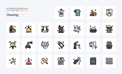 25 Cleaning Line Filled Style icon pack
